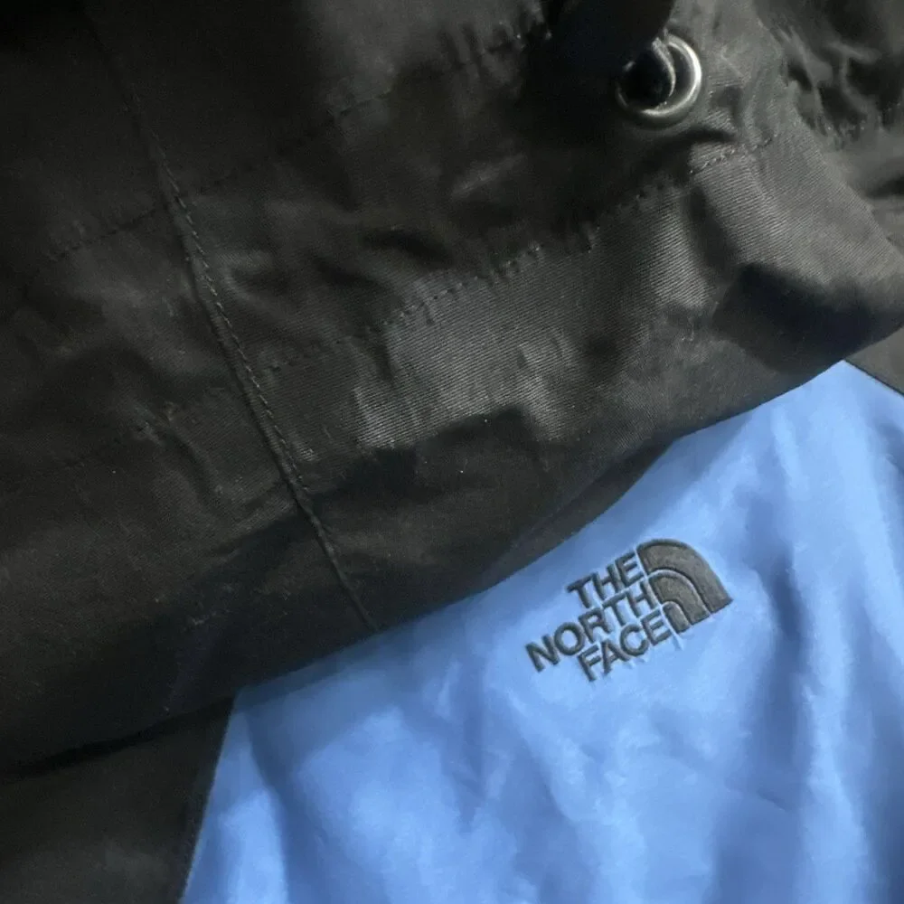 The North Face HyVent Hooded Rain Jacket Mens XL Blue Black Waterproof Coat